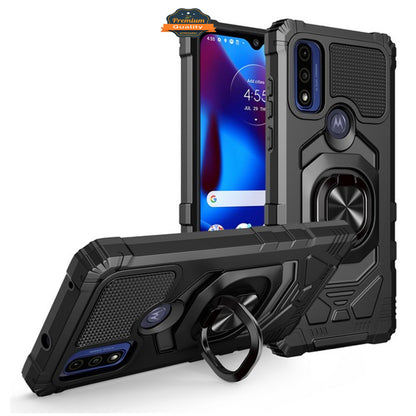 For Motorola Moto G Power 2022 Hybrid Magnetic Car Mount Ring Kickstand Stand Holder Full-Body Armor Protective [Military Grade]  Phone Case Cover