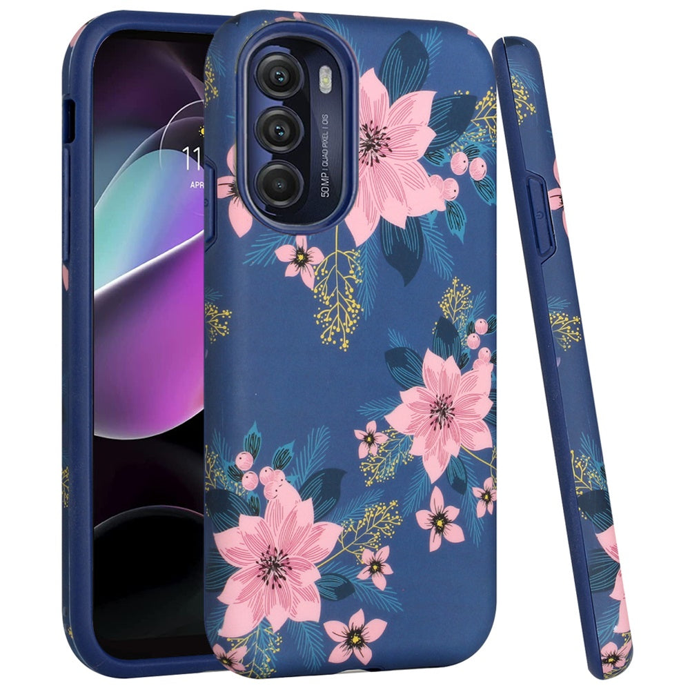 For Motorola Moto G 5G 2022 Bliss Floral Stylish Design Hybrid Rubber TPU Hard Shockproof Armor Slim  Phone Case Cover