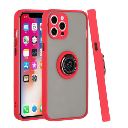 For Apple iPhone 14 Pro (6.1") Hybrid Protective TPU Shockproof with 360° Rotation Ring Metal Stand & Covered Camera  Phone Case Cover