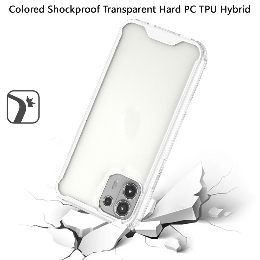 For Motorola Edge 20 Lite Colored Shockproof Transparent Hard PC + Rubber TPU Hybrid Bumper Shell Ultra Thin Slim Protective  Phone Case Cover