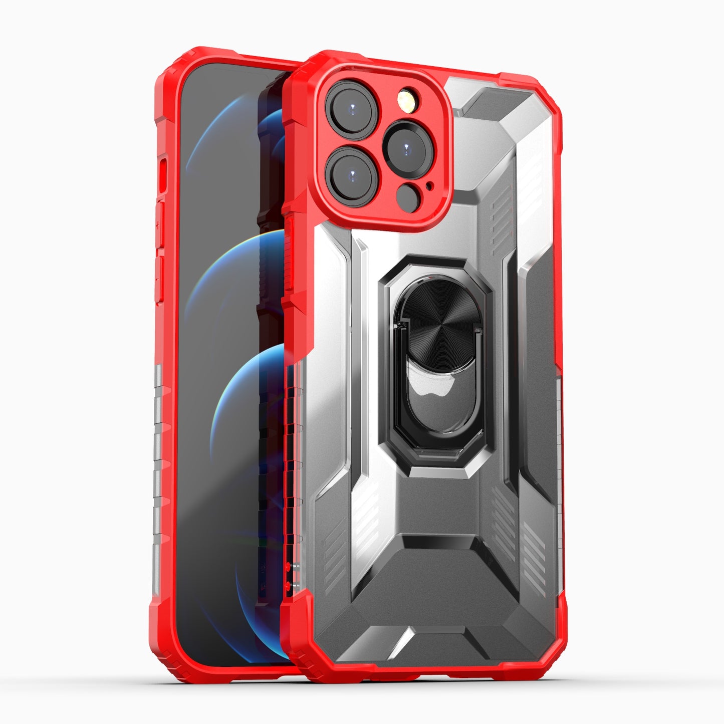 For Apple iPhone 13 /13 Mini/ 13 Pro/ 13 Pro Max Armor Defender Hybrid Protective Heavy Duty with Ring Holder Kickstand [Magnetic Car Mount Feature]  Phone Case Cover