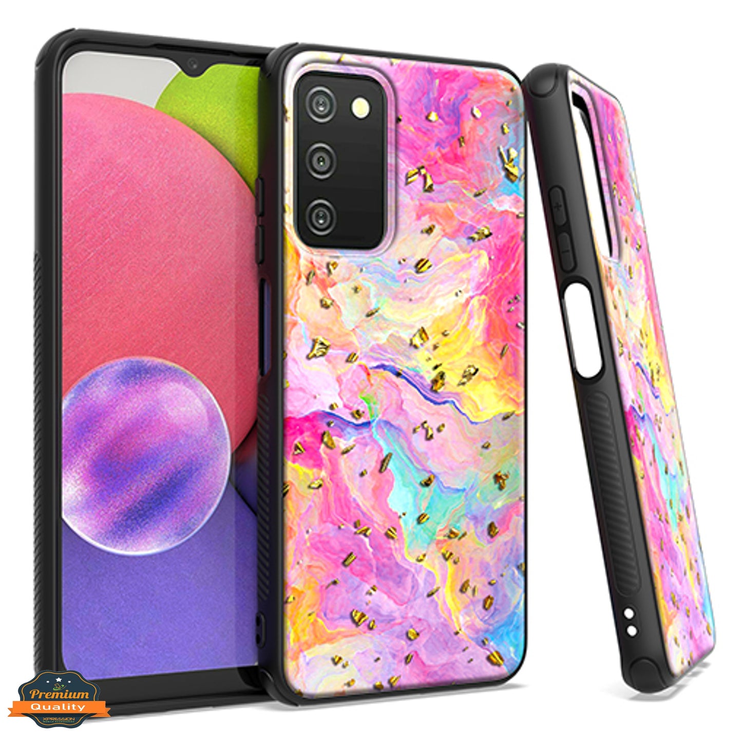 For Samsung Galaxy A33 5G Marble Fashion Stone Stylish Flake Glitter Bling Hybrid Slim Glossy TPU Rubber Hard Protection  Phone Case Cover