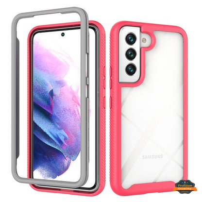 For Samsung Galaxy S22+ Plus Full Body Armor Slim Hybrid Double Layer Hard PC + TPU Transparent Back Rugged Shockproof  Phone Case Cover