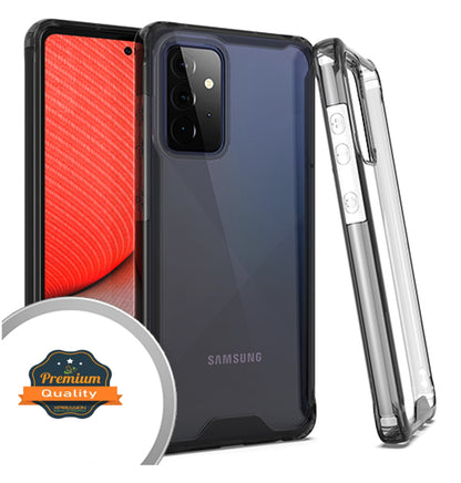 For Samsung Galaxy A03S Slim Body Frame [Shock-Absorption] Hybrid Defender Rubber Silicone Gummy TPU Clear Hard Back  Phone Case Cover