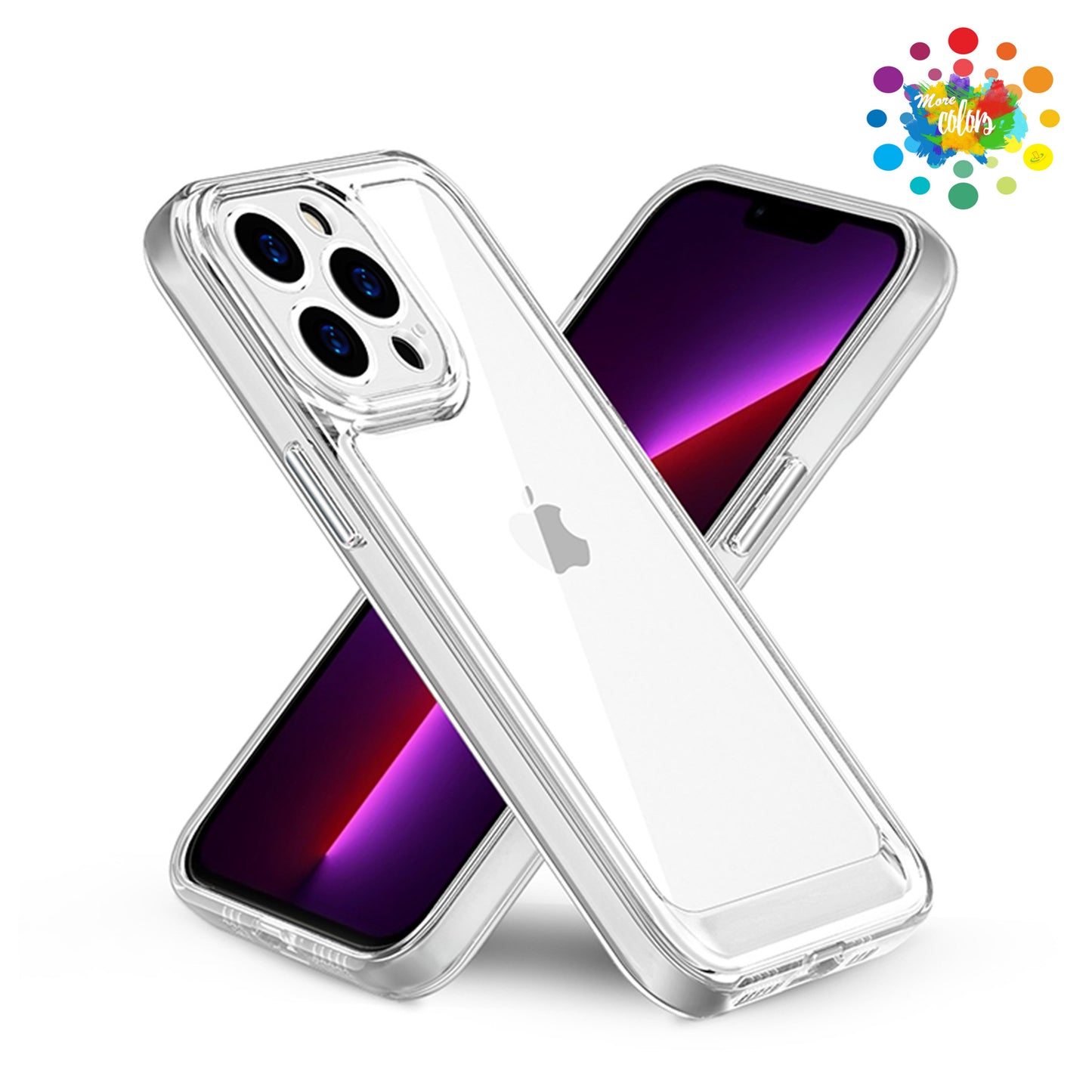 For Apple iPhone 14 Pro Max (6.7") Transparent Hybrid Silicone Rubber TPU and Hard PC Shockproof Tone Frame Bumper  Phone Case Cover