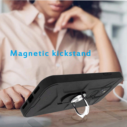 For Samsung Galaxy A02S Cases with Stand Kickstand Ring Holder [360° Rotating] Armor Dual Layer Work with Magnetic Car Mount PC+TPU Hard  Phone Case Cover