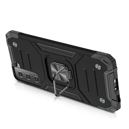 For Samsung Galaxy S20 Ultra Armor Hybrid with Ring Stand Holder Kickstand Shockproof Heavy-Duty Durable Rugged 2in1 Black Phone Case Cover