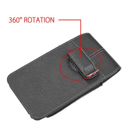 For Samsung Galaxy A23 5G Universal Vertical Leather Case Holster with 360° Rotation Belt Clip & 3 Credit Card Slots Phone Carrying Pouch [Black]