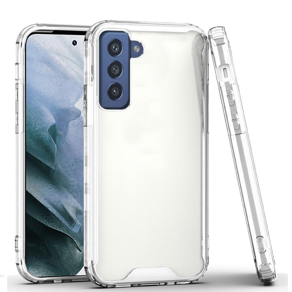 For Samsung Galaxy S21 Ultra Colored Shockproof Transparent Hard PC + Rubber TPU Hybrid Bumper Shell Slim Protective Clear Phone Case Cover