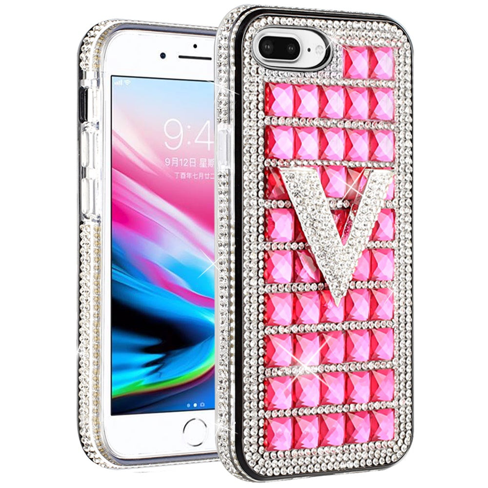 For Apple iPhone 8 Plus/7 Plus/6 Plus/6s Plus Fashion Luxury 3D Bling Diamonds Rhinestone Jeweled Ornament Shiny Crystal  Phone Case Cover