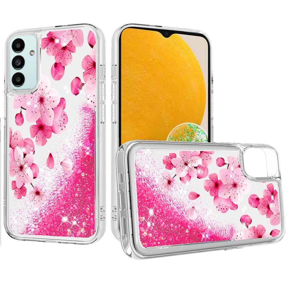 For Motorola Moto G Stylus 5G 2022 Quicksand Water Flowing Liquid Floating Glitter Bling Flower Fashion TPU Hybrid  Phone Case Cover