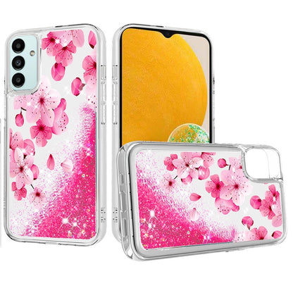 For Motorola Moto G Stylus 5G 2022 Quicksand Water Flowing Liquid Floating Glitter Bling Flower Fashion TPU Hybrid  Phone Case Cover
