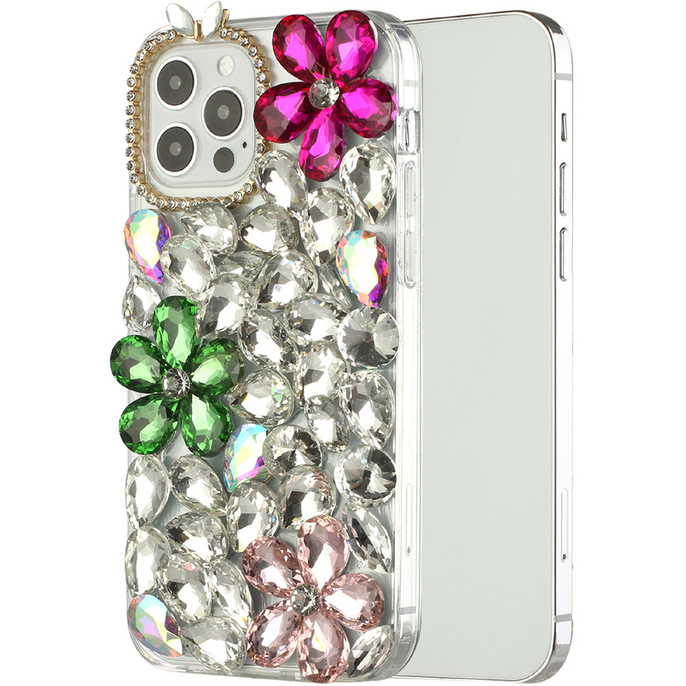 For Apple iPhone XR Bling Clear Crystal 3D Full Diamonds Luxury Sparkle Transparent Rhinestone Hybrid Bumper  Phone Case Cover