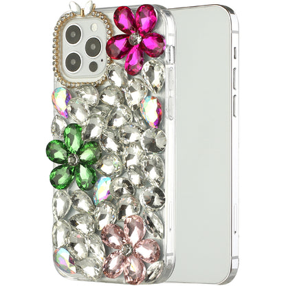 For Apple iPhone XR Bling Clear Crystal 3D Full Diamonds Luxury Sparkle Transparent Rhinestone Hybrid Bumper  Phone Case Cover
