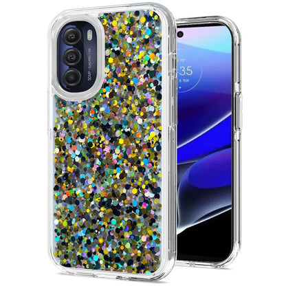 For iPhone 14 Pro (6.1") Colorful Glitter Bling Sparkle Epoxy Glittering Shining Hybrid Hard PC TPU Shockproof  Phone Case Cover