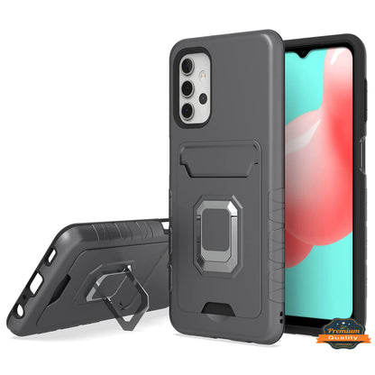 For Apple iPhone 14 Plus /Pro Max Wallet Credit Card Slot Holder with Ring Kickstand Magnetic Shockproof 2in1 Hybrid  Phone Case Cover