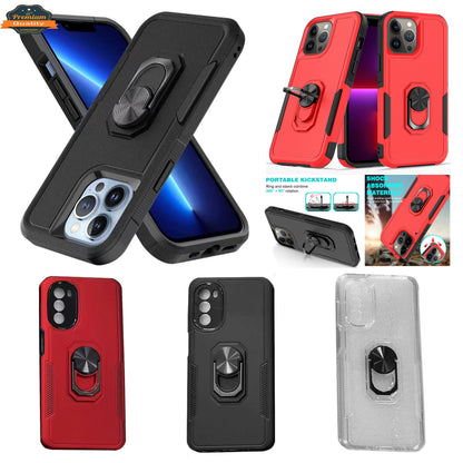 For Samsung Galaxy A03S Ring Holder Stand, Support Magnetic Car Mount, Hard TPU Hybrid Shockproof  Phone Case Cover
