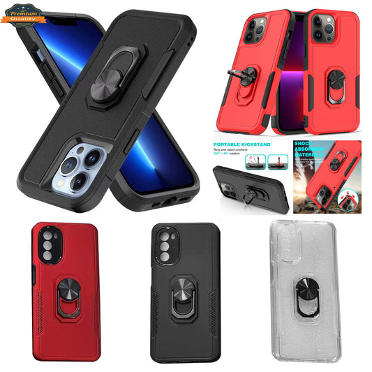 For Samsung Galaxy A03S Ring Holder Stand, Support Magnetic Car Mount, Hard TPU Hybrid Shockproof  Phone Case Cover