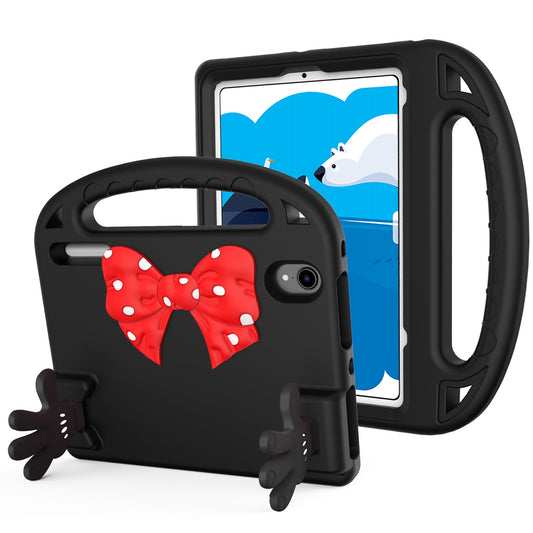 For Apple iPad Air 4 / iPad Air 5 / iPad Pro (11 inch) Hybrid Shockproof Bow Hands Kickstand Rubber TPU Kid-Friendly Bumper Tablet Black Phone Case Cover