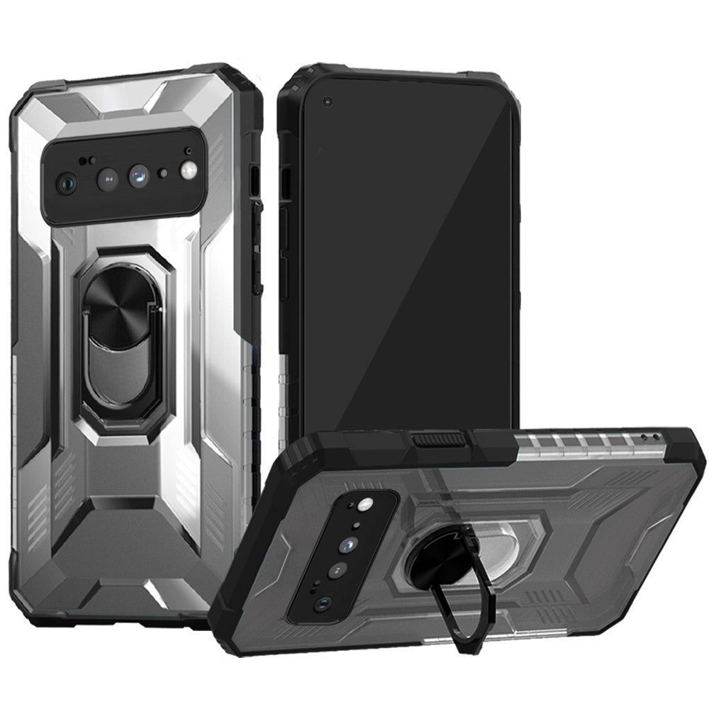 For Google Pixel 6 Armor Defender Hybrid Protective Heavy Duty with Ring Holder Kickstand [Magnetic Car Mount Feature]  Phone Case Cover