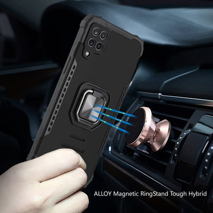 For Samsung Galaxy A12 5G Hybrid with Stand Magnetic Ring Kickstand Bumper Shockproof Armor Heavy Duty Military Grade Hard  Phone Case Cover