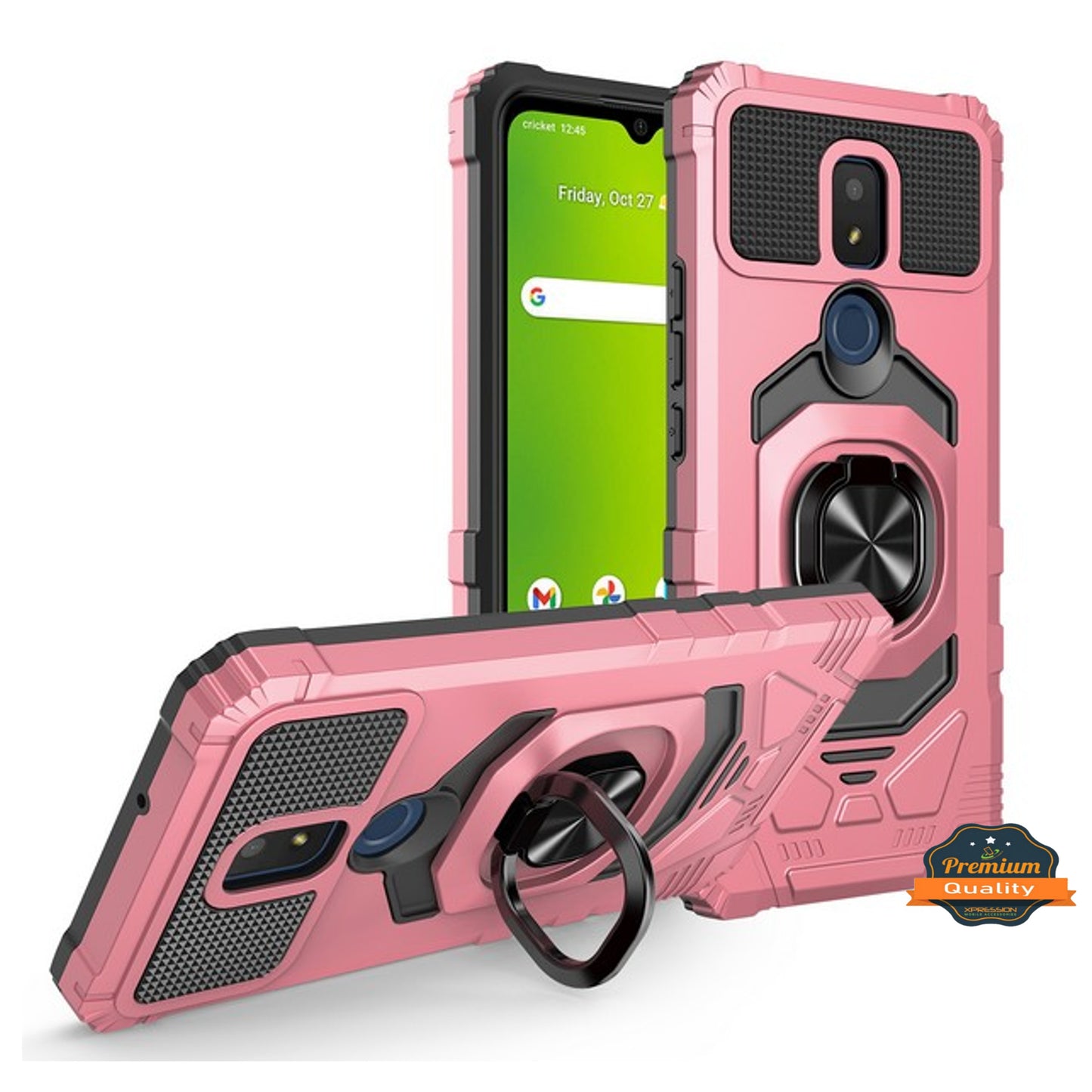 For AT&T Motivate 2 Hybrid Magnetic Car Mount 360° Rotating Ring Kickstand Stand Holder Armor Protective [Military Grade]  Phone Case Cover