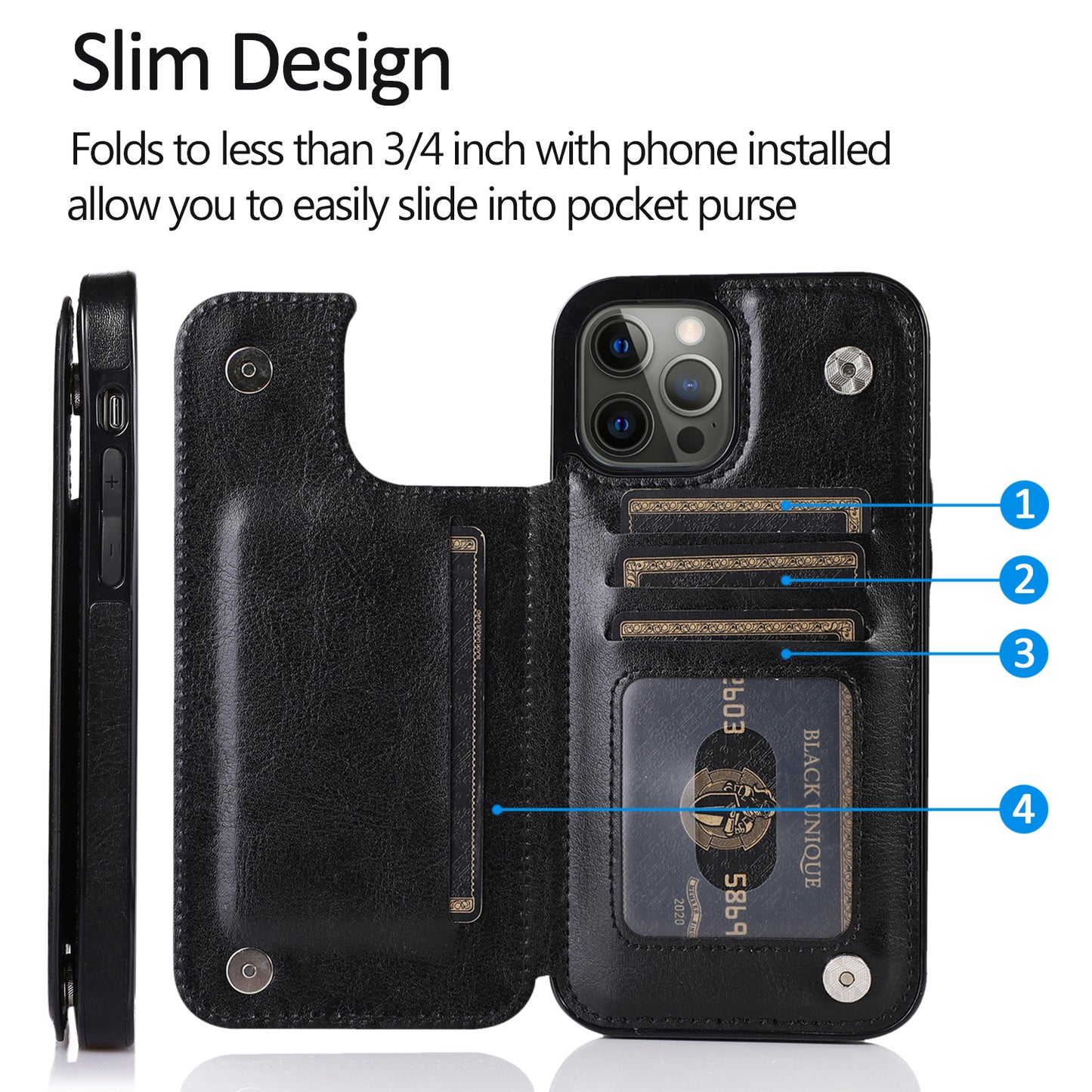 For Samsung Galaxy A02S PU Leather [Two Magnetic Clasp] [Card Slots] Stand Function Durable Shockproof Back Wallet Flip  Phone Case Cover