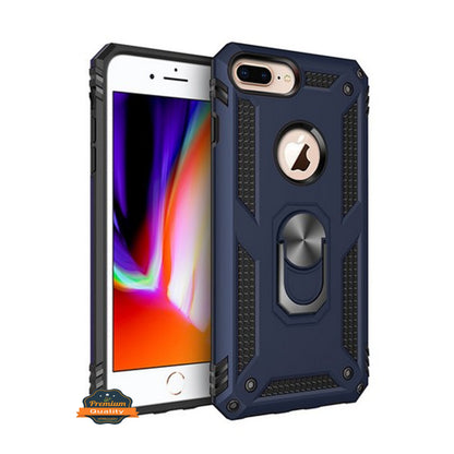 For Apple iPhone 8 Plus/7 Plus/6 6S Plus Hybrid Dual Layer PC + TPU with Ring Stand Metal Kickstand Heavy Duty Armor  Phone Case Cover