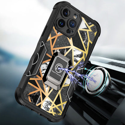 For Samsung Galaxy A23 5G Marble Stone Design Hybrid Armor with Magnetic Ring Stand Kickstand Heavy Duty Rugged  Phone Case Cover