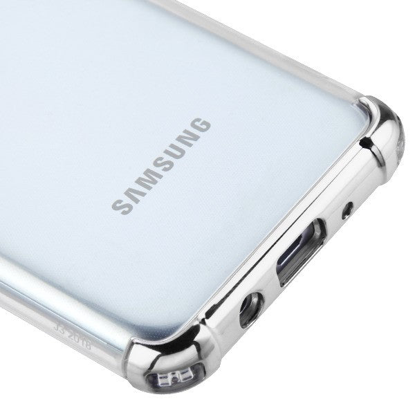 For Samsung Galaxy J3 V /J3 3rd Gen /Galaxy Express Prime 3 Slim Hybrid Transparent Rubber Gummy Hard PC Silicone Electroplating Clear / Silver Phone Case Cover