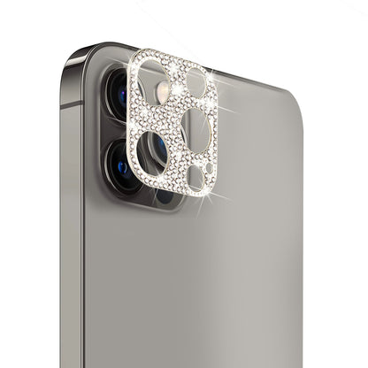 For Apple iPhone 14 Pro Max (6.7") Camera Lens Zinc Alloy With Diamond Bling Lens Protective Camera Decoration Silver Phone Case Cover