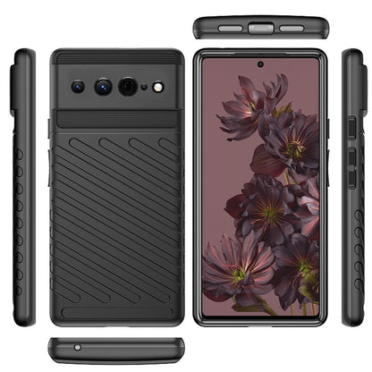 For Google Pixel 7 Pro Rugged Hybrid Hard Silicone Gel TPU Bumper Texture Shockproof Anti Slip Protective Stylish Slim Black Phone Case Cover