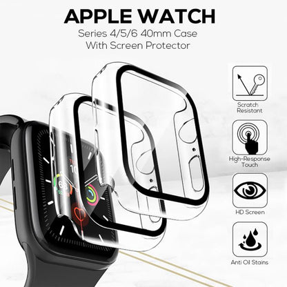 For Apple Watch 45mm Series 7 Ultra Clear Transparent PC with Built in Screen Protector Snap-on Full Coverage Shell Rubber TPU + Hard PC Frame for iWatch Series 7 (45MM) Clear Screen Protector