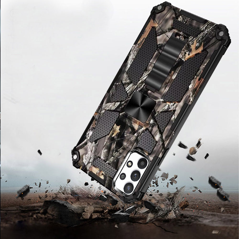 For Samsung Galaxy A33 5G Heavy Duty Hybrid Camouflage [Military Grade] Rugged Protective Fit Magnetic Car Mount Stand  Phone Case Cover