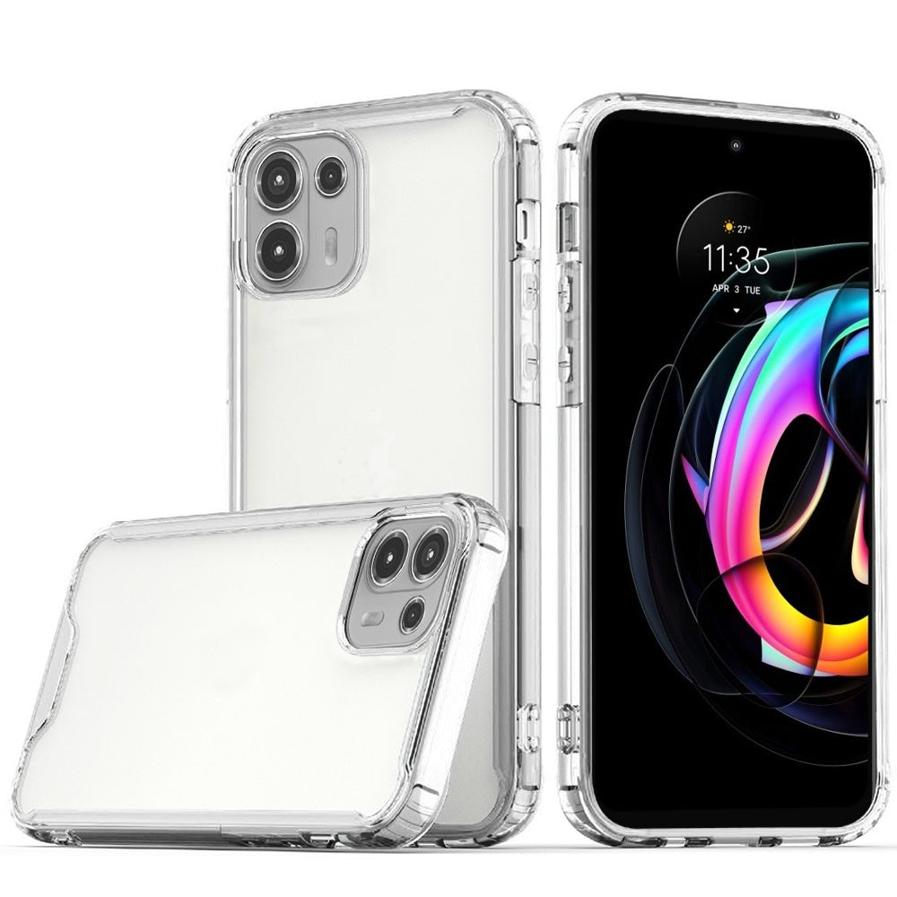 For Motorola Edge 20 Lite Colored Shockproof Transparent Hard PC + Rubber TPU Hybrid Bumper Shell Ultra Thin Slim Protective  Phone Case Cover