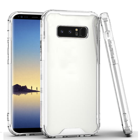 For Samsung Galaxy Note 8 Colored Shockproof Transparent Hard PC + Rubber TPU Hybrid Bumper Shell Thin Slim Protective Clear Phone Case Cover