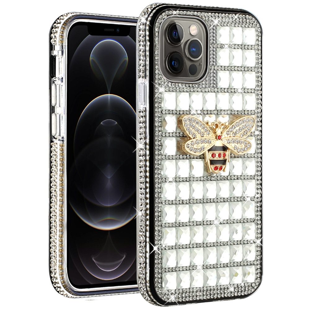 For Apple iPhone SE 2022 /SE 2020/8/7 Fashion Luxury 3D Bling Diamonds Rhinestone Jeweled Ornament Crystal Hybrid Hard  Phone Case Cover