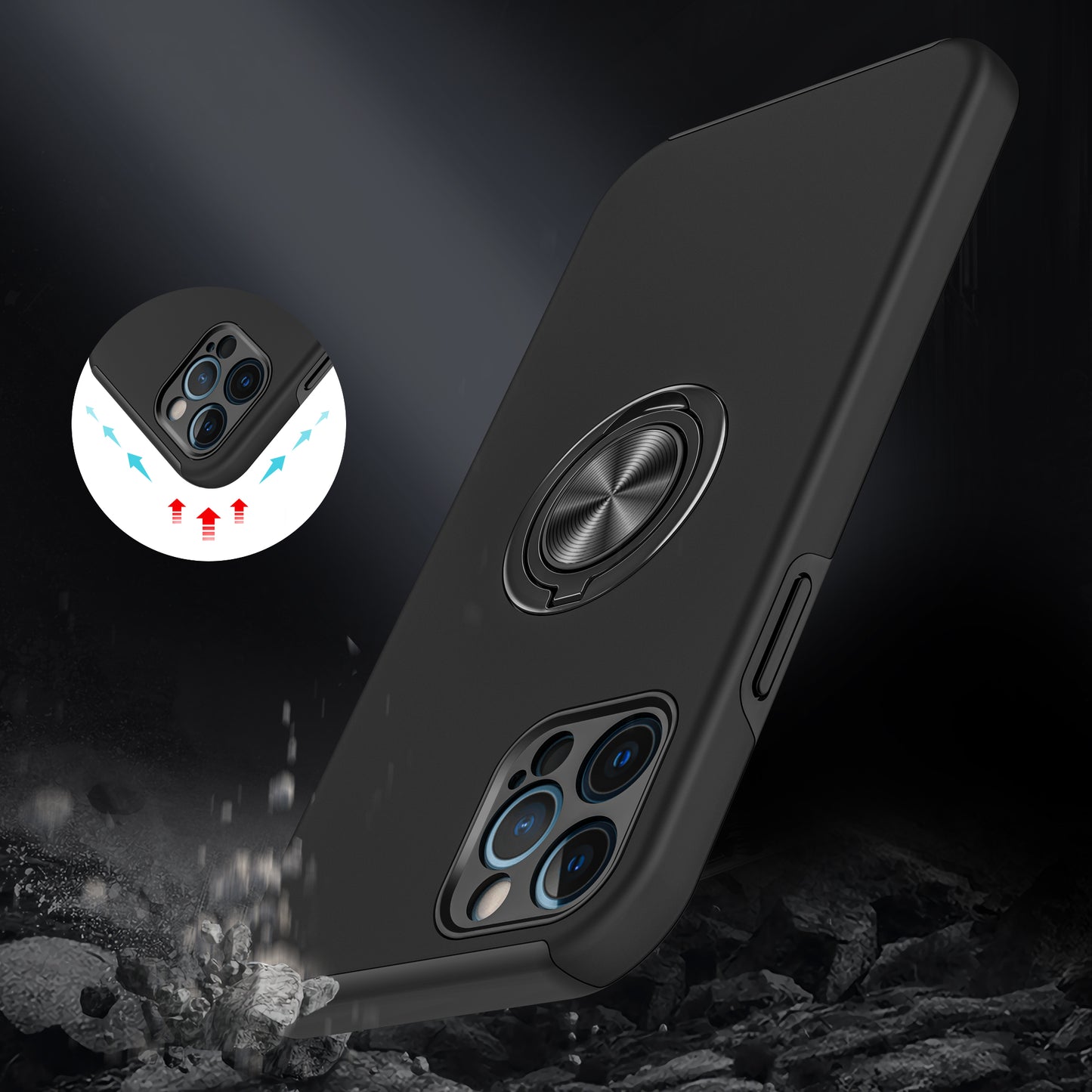 For Apple iPhone SE 3 (2022) SE/8/7 Hybrid 360 Rotatable Invisible Ring Stand Holder Fit Magnetic Car Mount Shockproof Slim  Phone Case Cover