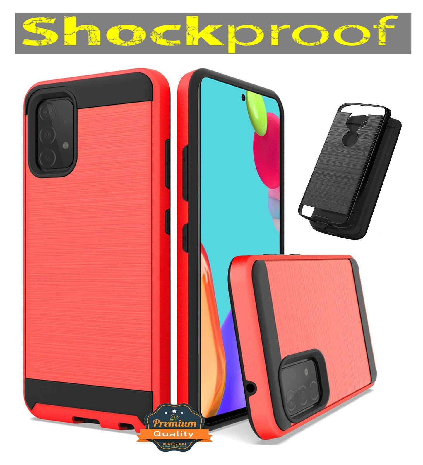 For Samsung Galaxy A13 5G Hybrid Rugged Brushed Metallic Design [Soft TPU + Hard PC] Dual Layer Shockproof Armor Impact  Phone Case Cover