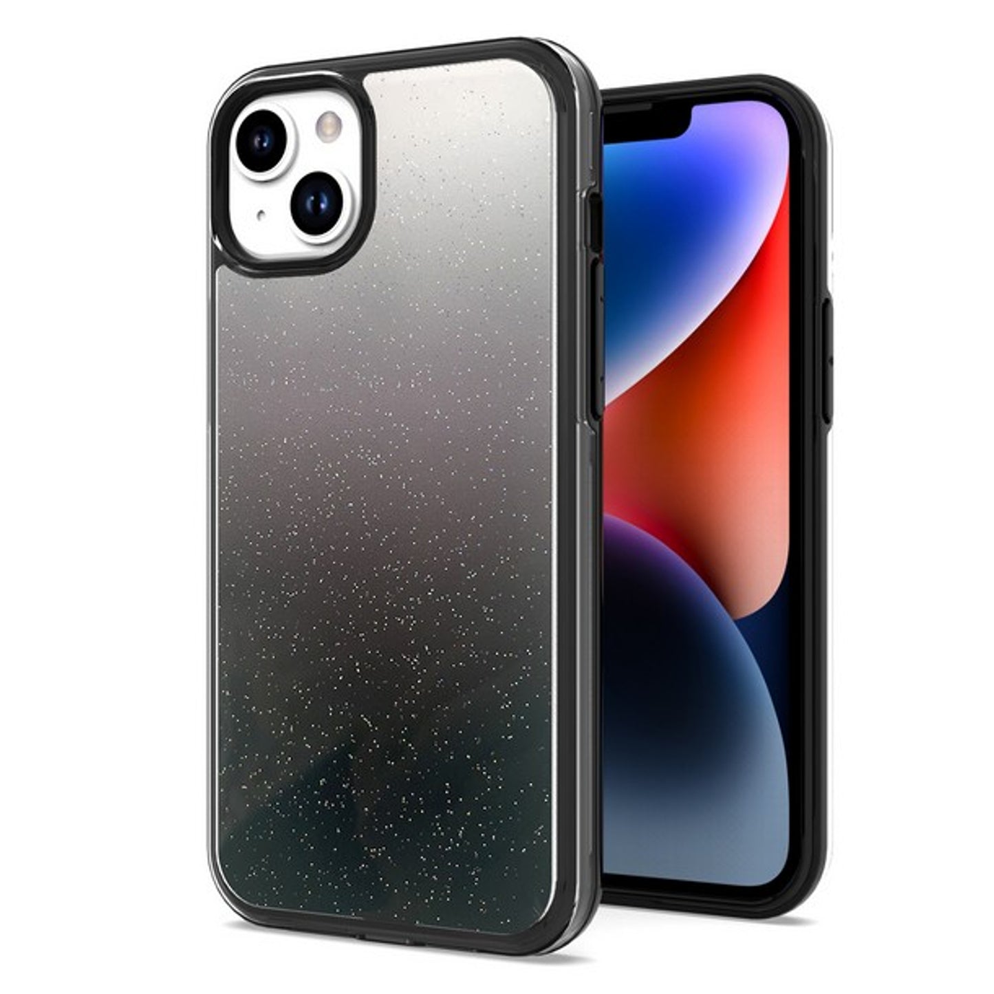 For Apple iPhone 14 /Plus Pro Max Gradient Glitter Bling Hybrid Shockproof Protection TPU Frame and Hard PC Back Slim  Phone Case Cover