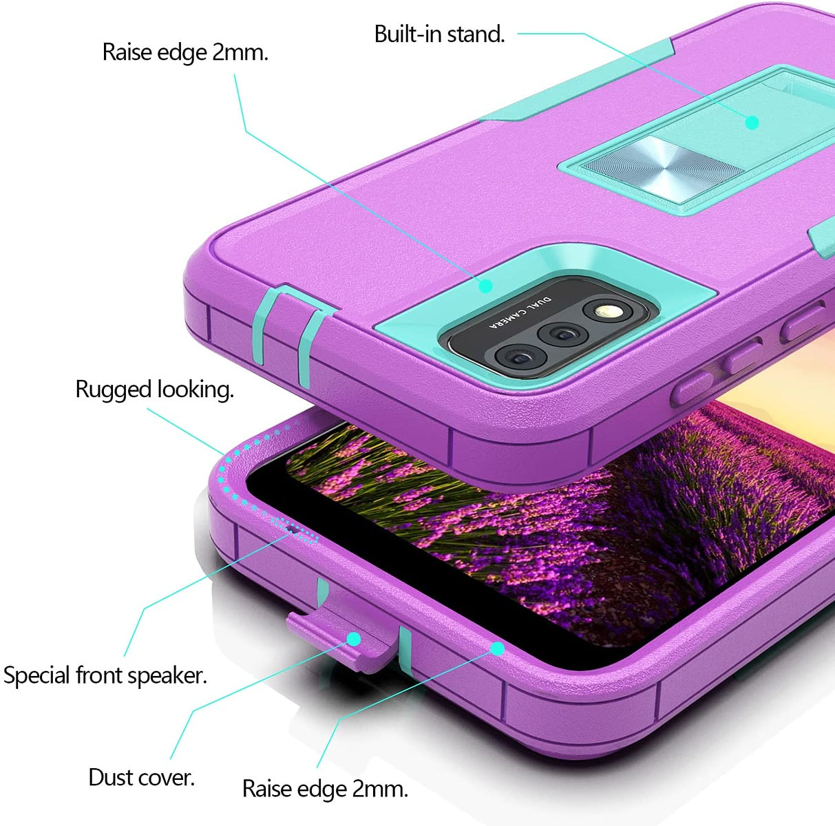 For Apple iPhone 14 (6.1") Military Grade Full-Body Rugged with Kickstand Hybrid Heavy Duty Support Car Mount Holder  Phone Case Cover