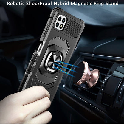 For Samsung Galaxy A03S Hybrid Dual Layer with Rotate Magnetic Ring Stand Holder Kickstand, Rugged Shockproof Protective  Phone Case Cover