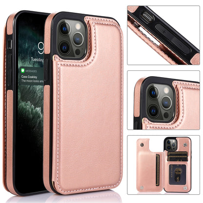 For Apple iPhone 14 /Plus Pro Max Wallet PU Leather [Two Magnetic Clasp] [Card Slots] Stand Back Storage Flip  Phone Case Cover