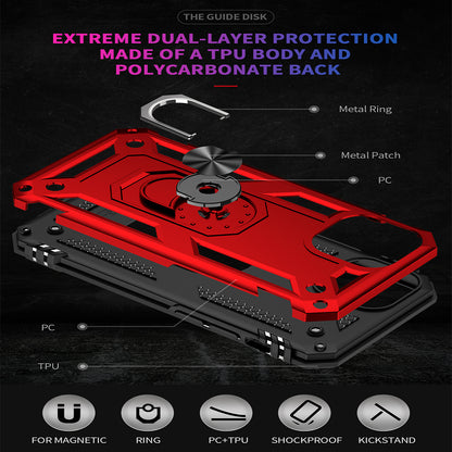 For Apple iPhone 14 /Pro Max Military Grade Heavy Duty Armor Hybrid with Ring Kickstand Finger Loop Stand  Phone Case Cover