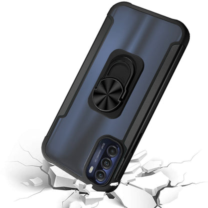 For Motorola Moto G Stylus 5G 2022 Clear Military Grade Hybrid with Ring Holder Kickstand [Magnetic Car Mount Feature]  Phone Case Cover