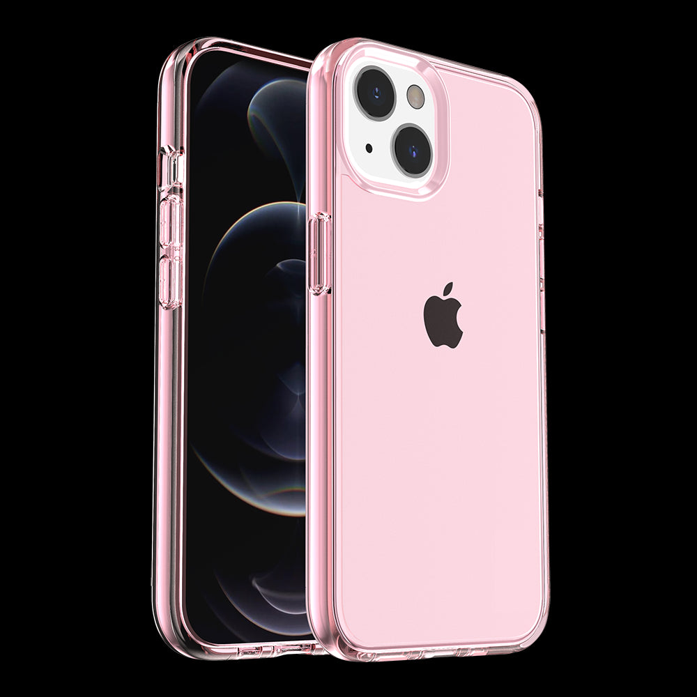 For Apple iPhone 14 Pro Max (6.7") Transparent Shock Absorption Thick TPU Rubber Gel Ultra Thick 3mm Hybrid Protective Pink Phone Case Cover