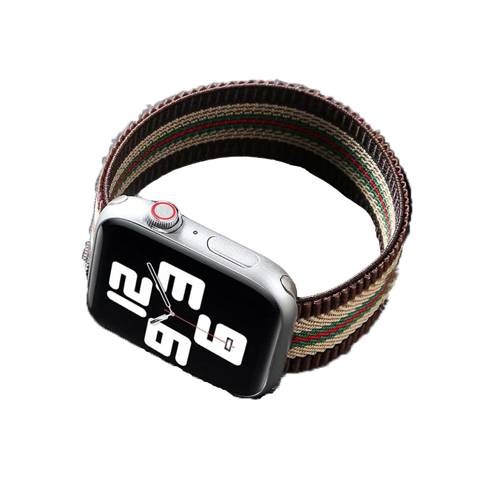 For Apple Watch Series 7 45mm Soft Woven Fabric Elastic Nylon Weave Wristband Strap Replacement Band for iWatch Series SE/6/5/4/3/2/3  Phone Case Cover