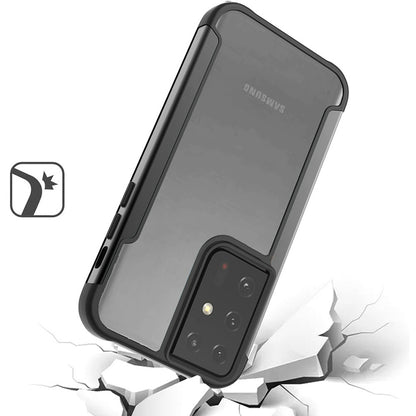 For Samsung Galaxy A22 5G Hybrid Aluminum Alloy Metal Clear Transparent Back PC TPU Bumper Frame Armor Shockproof  Phone Case Cover