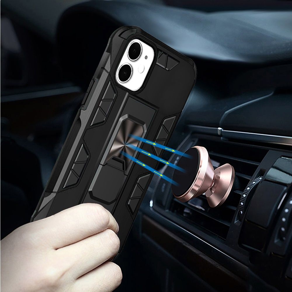 For Apple iPhone 13 Pro (6.1") Hybrid Magnetic Slide Stand fit Car Mount Grip Holder Full Body Heavy Duty Rugged Military Grade  Phone Case Cover