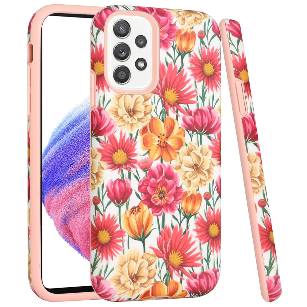 For Samsung Galaxy A53 5G Bliss Floral Stylish Design Hybrid Rubber TPU Hard PC Shockproof Armor Slim Fit  Phone Case Cover